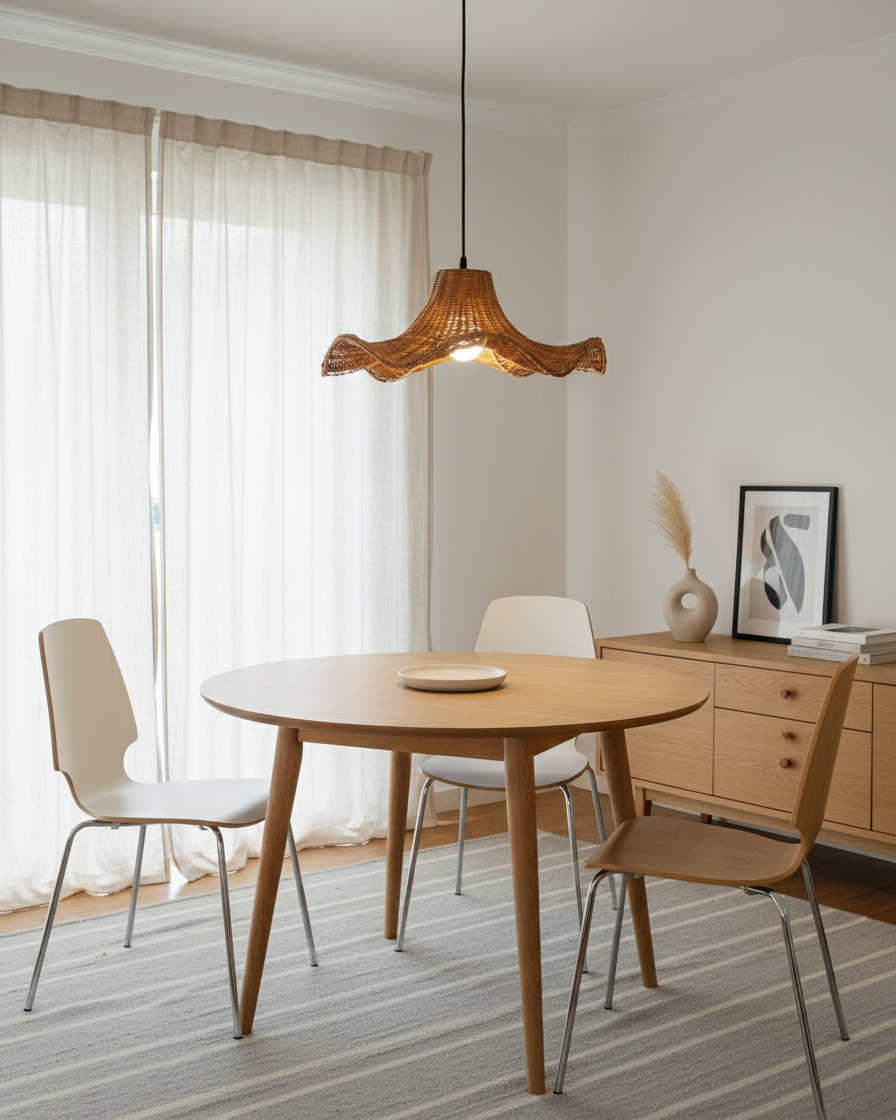 Ravelle lampada a sospensione in rattan plissettato
