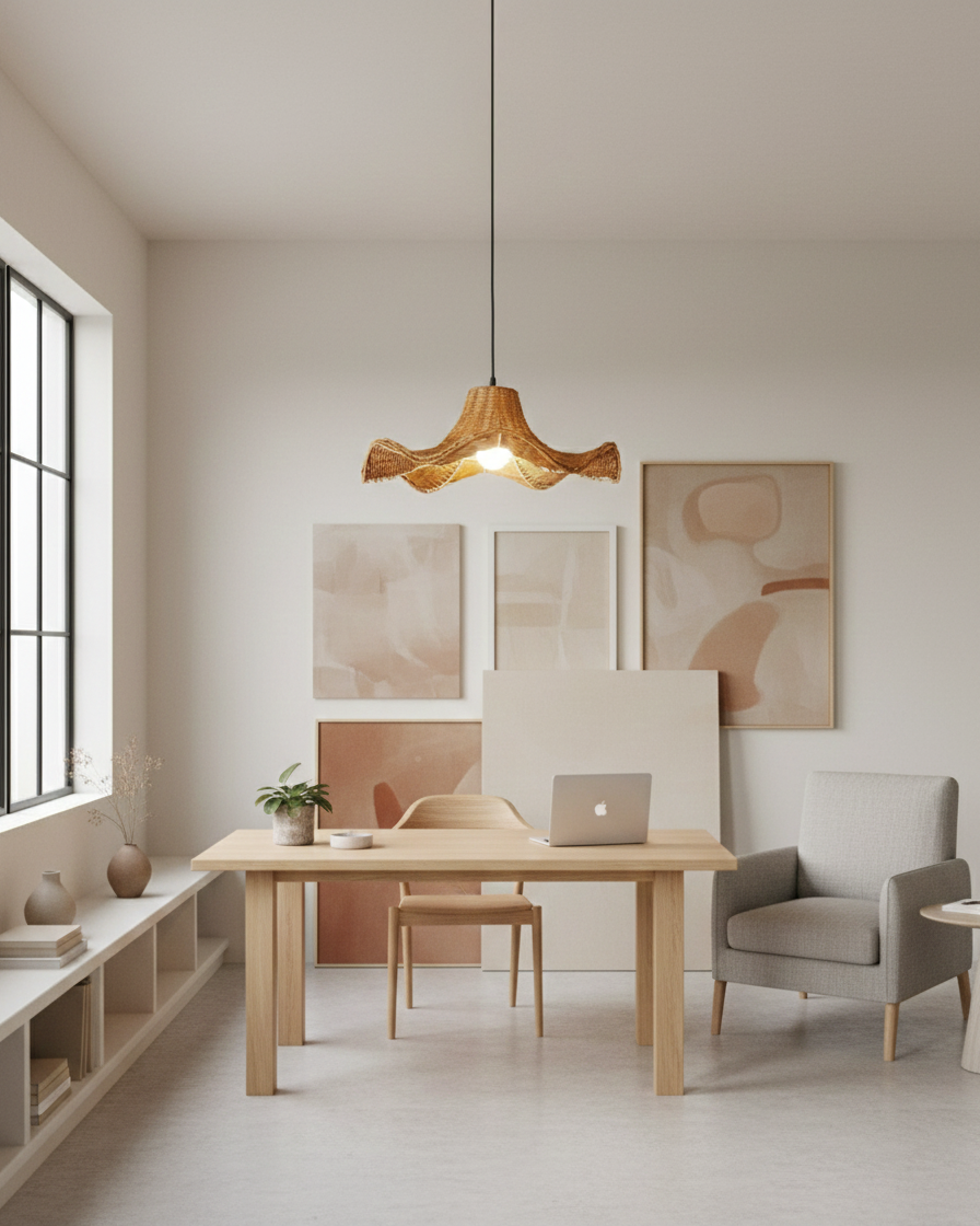 Ravelle lampada a sospensione in rattan plissettato