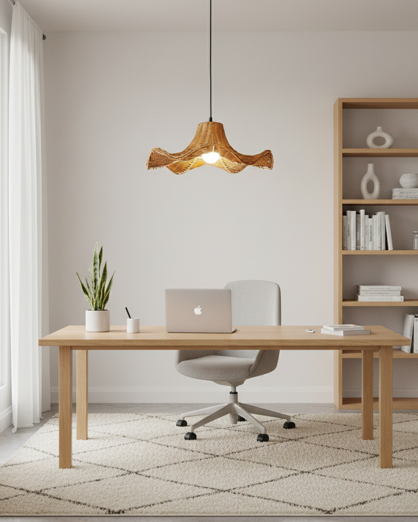 Ravelle lampada a sospensione in rattan plissettato