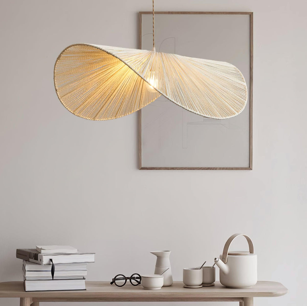 Canoeria lampada a sospensione in rattan intrecciato a mano naturale