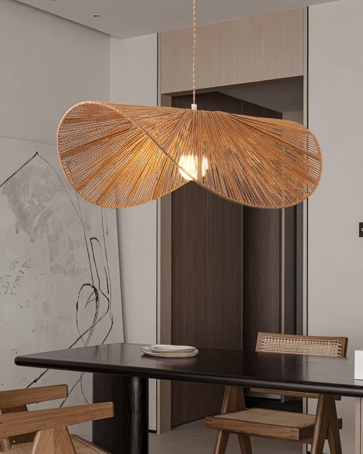 Canoeria lampada a sospensione in rattan intrecciato a mano naturale
