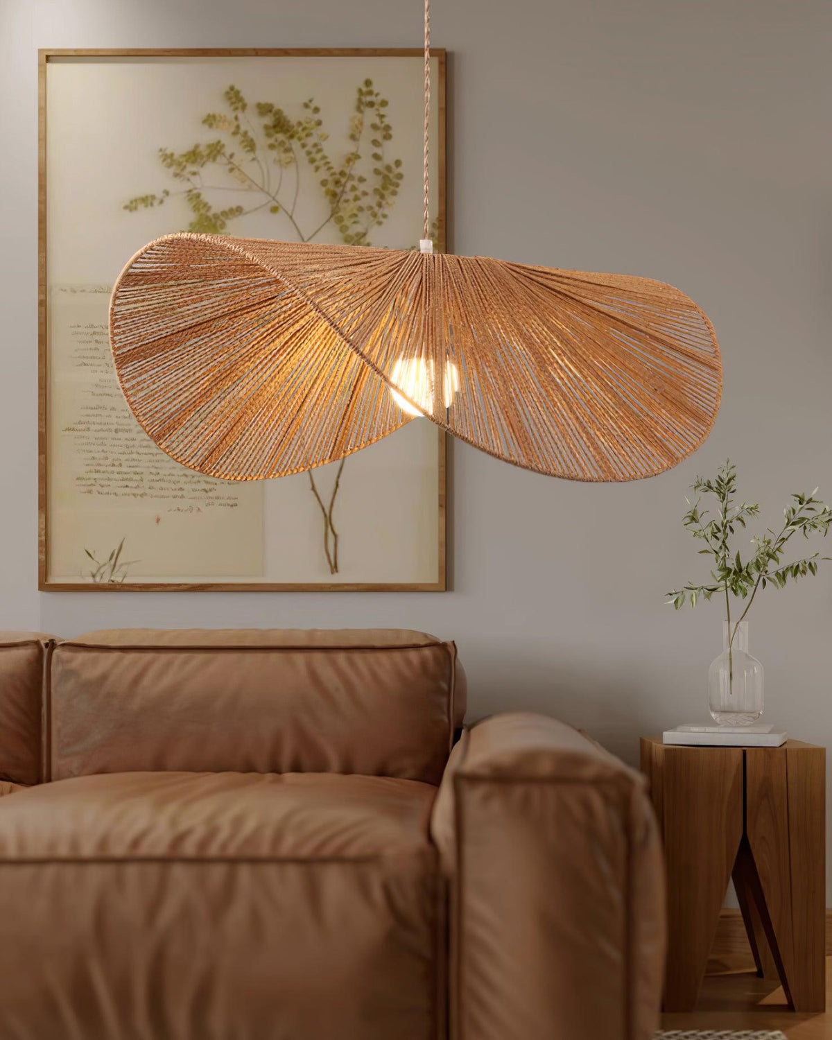 Canoeria lampada a sospensione in rattan intrecciato a mano naturale