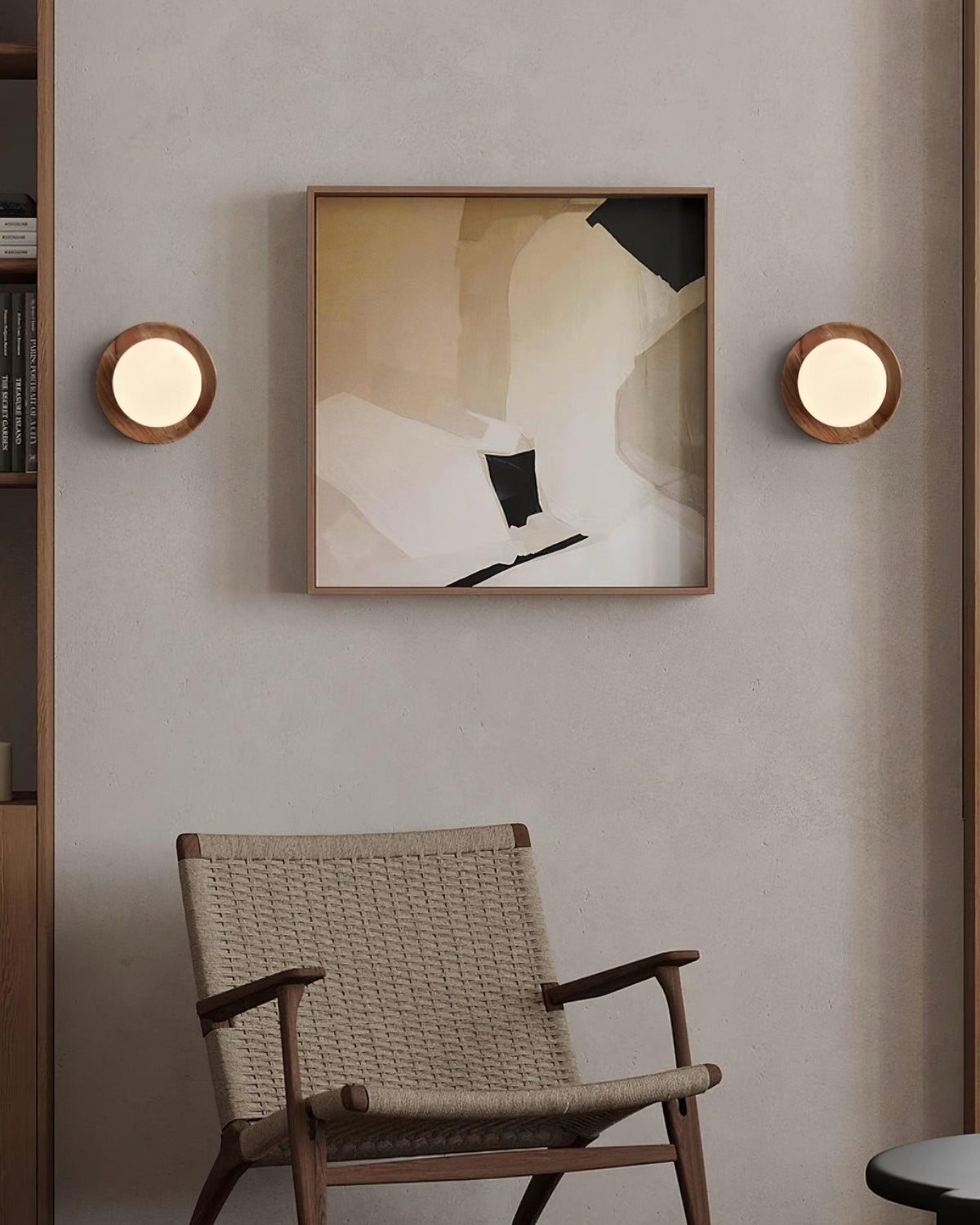 Lampada da parete Corpo in metallo con bordo in legno stile minimalista