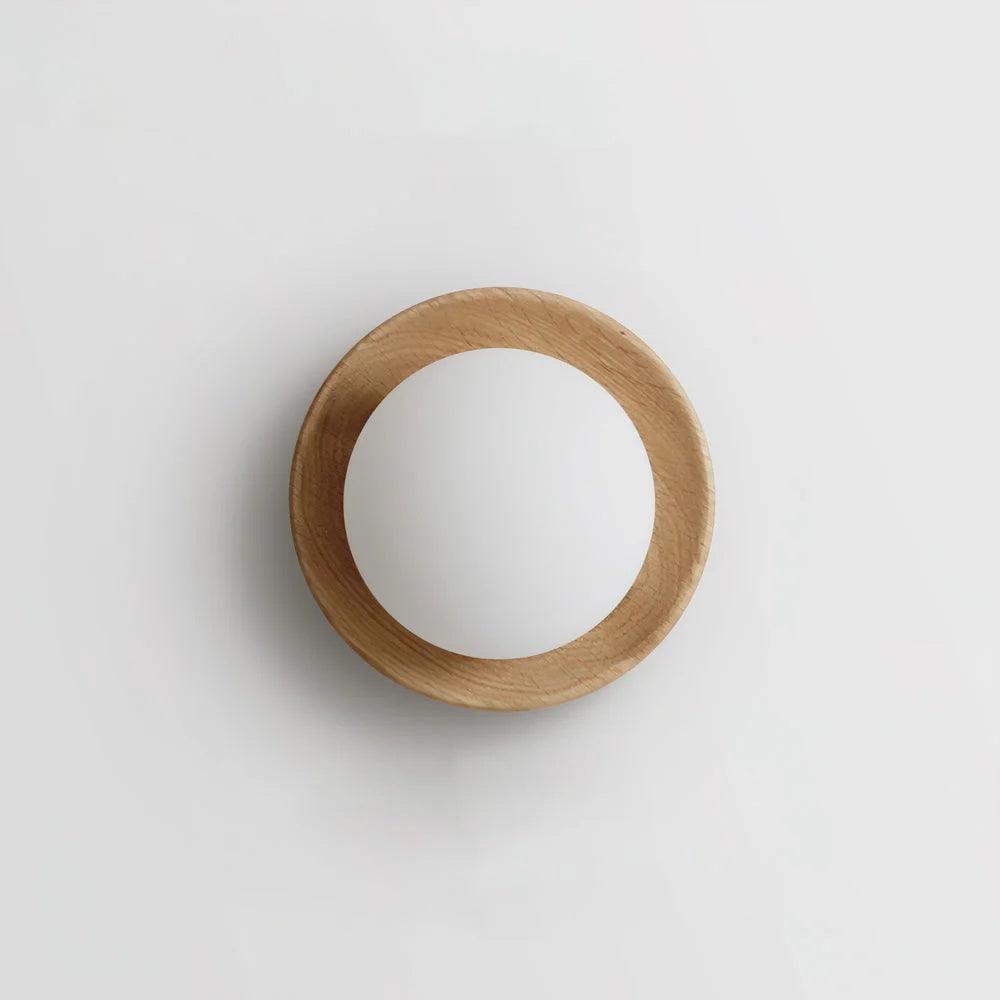 Lampada da parete Corpo in metallo con bordo in legno stile minimalista