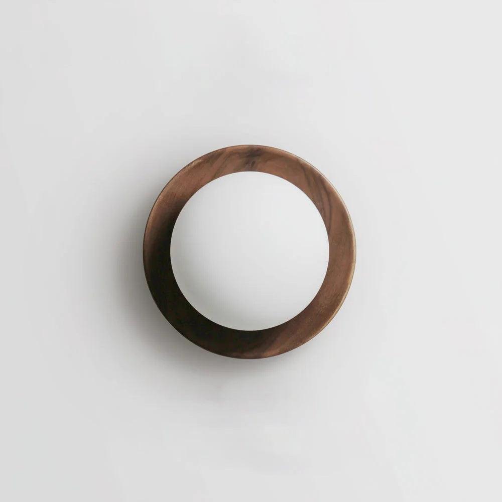 Lampada da parete Corpo in metallo con bordo in legno stile minimalista