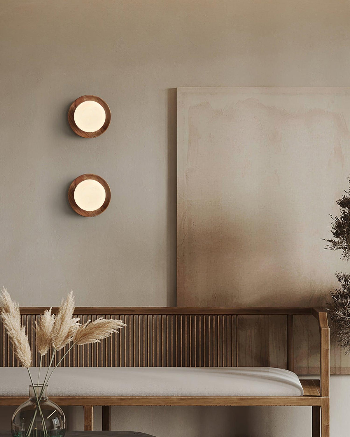 Lampada da parete Corpo in metallo con bordo in legno stile minimalista