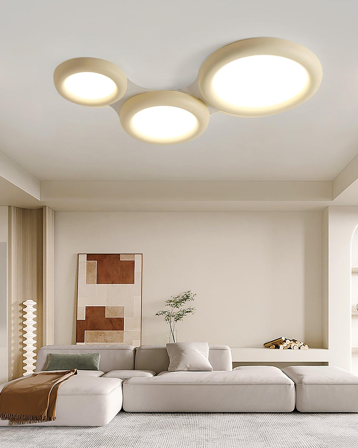 Lampada da soffitto beige plafoniera con rosone minimalista