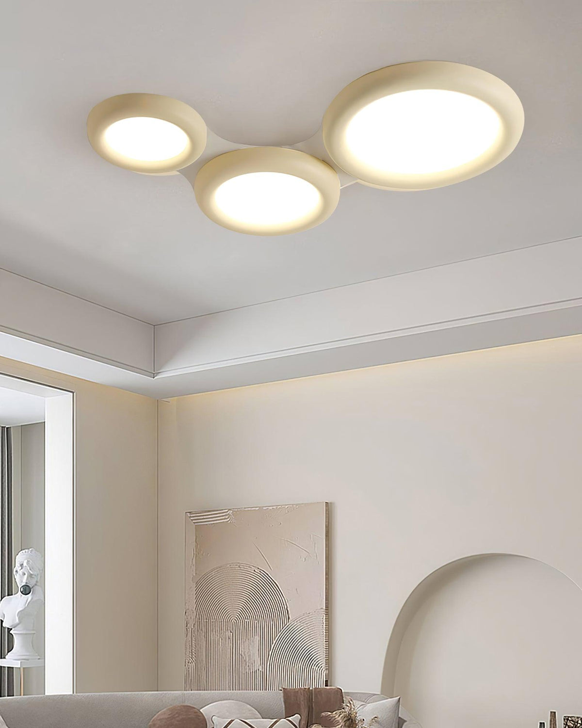 Lampada da soffitto beige plafoniera con rosone minimalista