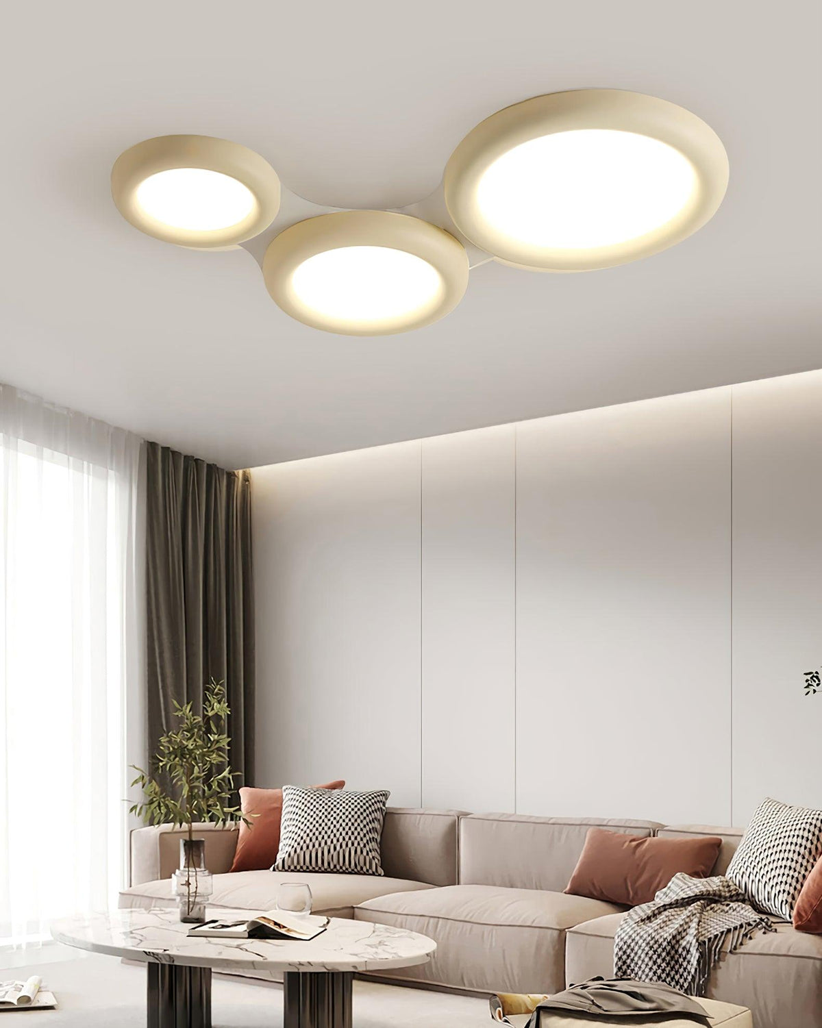 Lampada da soffitto beige plafoniera con rosone minimalista