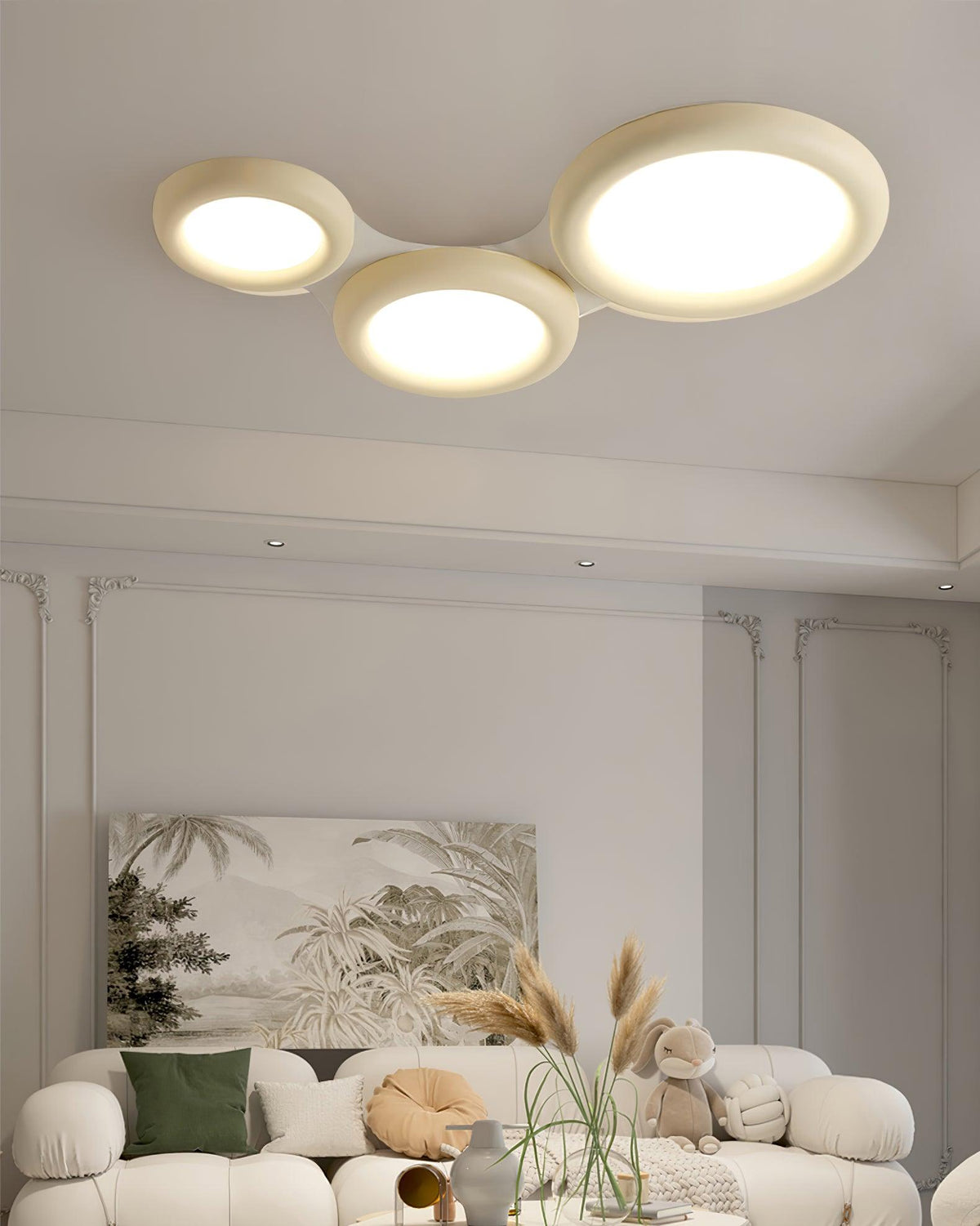 Lampada da soffitto beige plafoniera con rosone minimalista