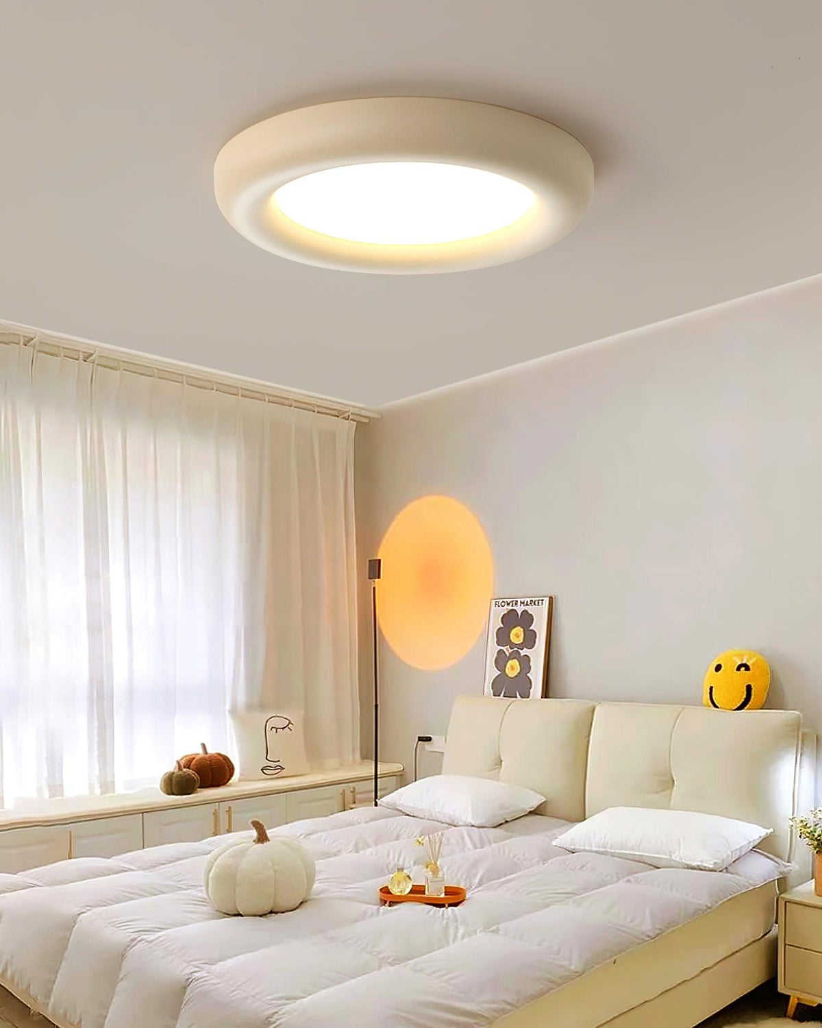 Lampada da soffitto beige plafoniera con rosone minimalista