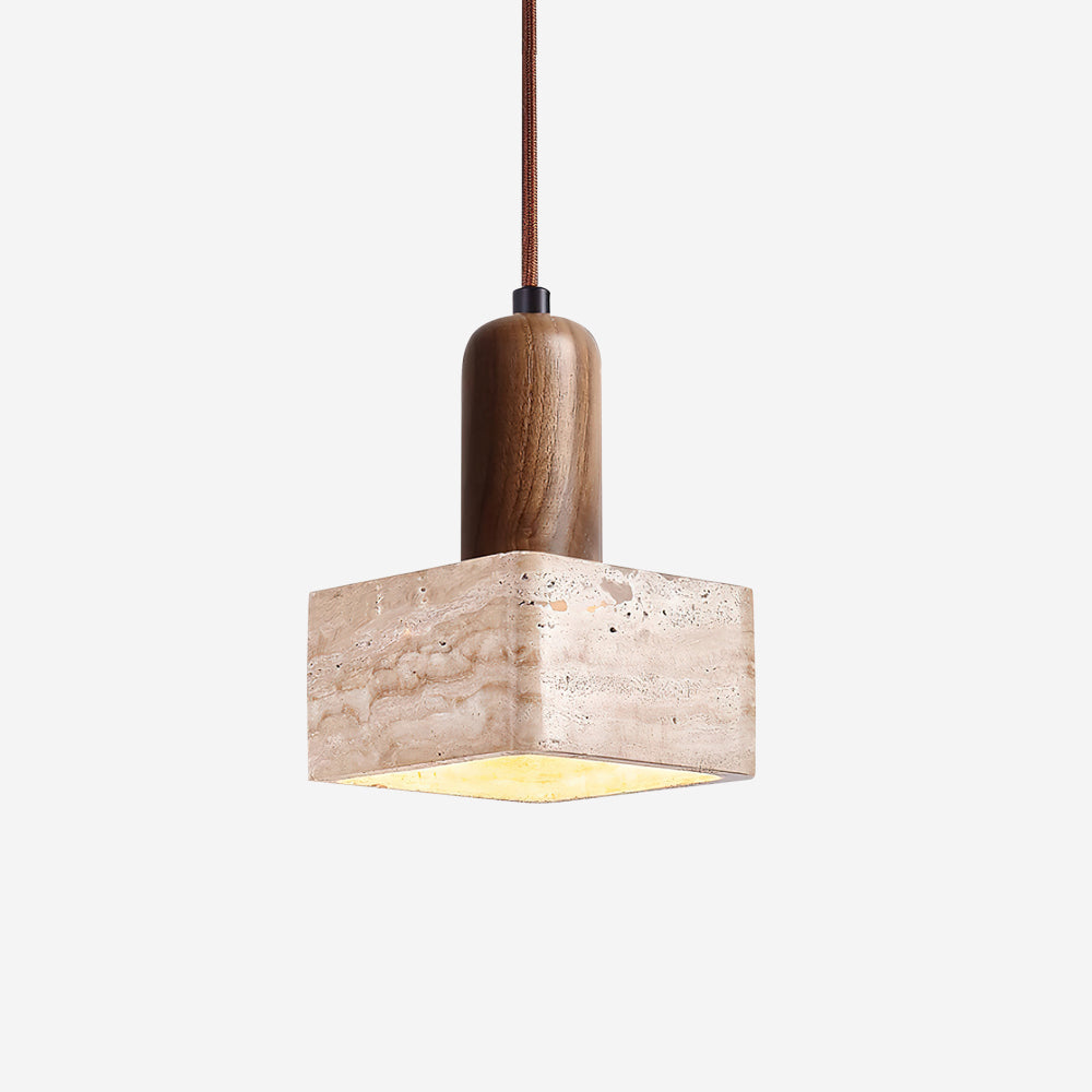 Lava lampada a sospensione in travertino quadrato