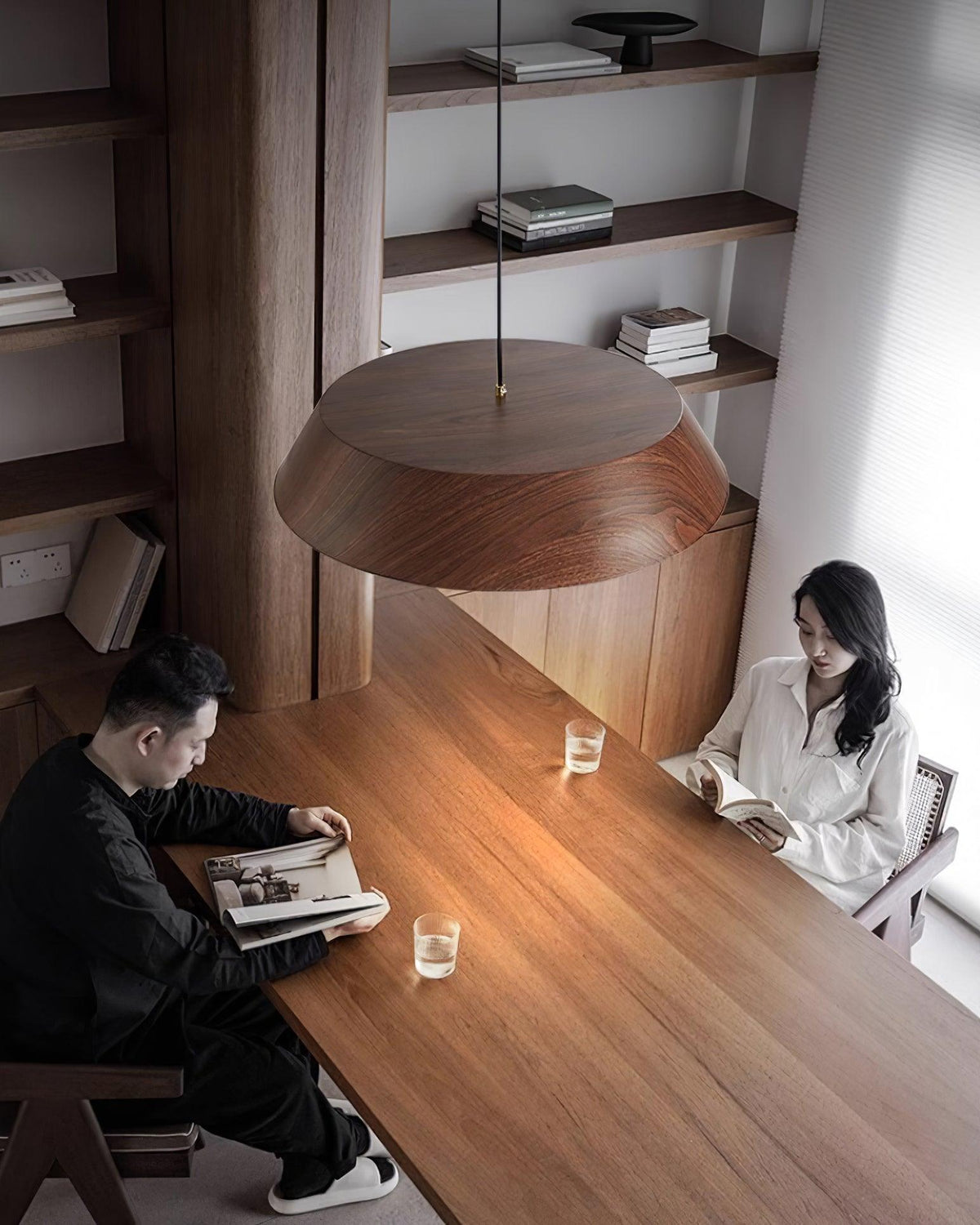 Novain lampada a sospensione con effetto legno