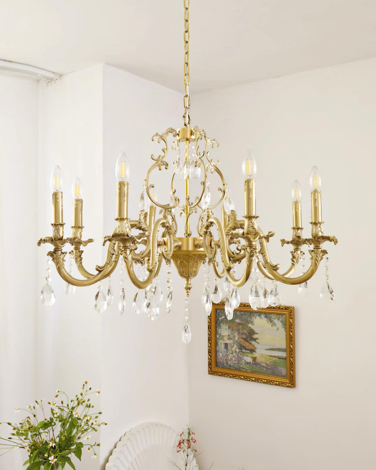 Elvion Lux Lampadario Classico di Lusso in Ottone e Cristallo - Relic Pieces