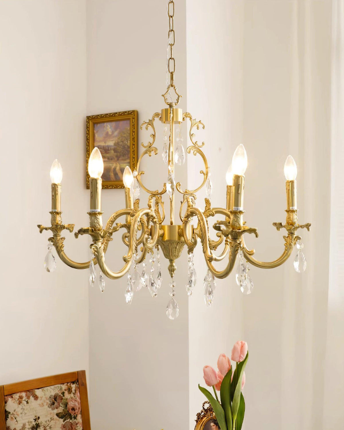 Elvion Lux Lampadario Classico di Lusso in Ottone e Cristallo - Relic Pieces