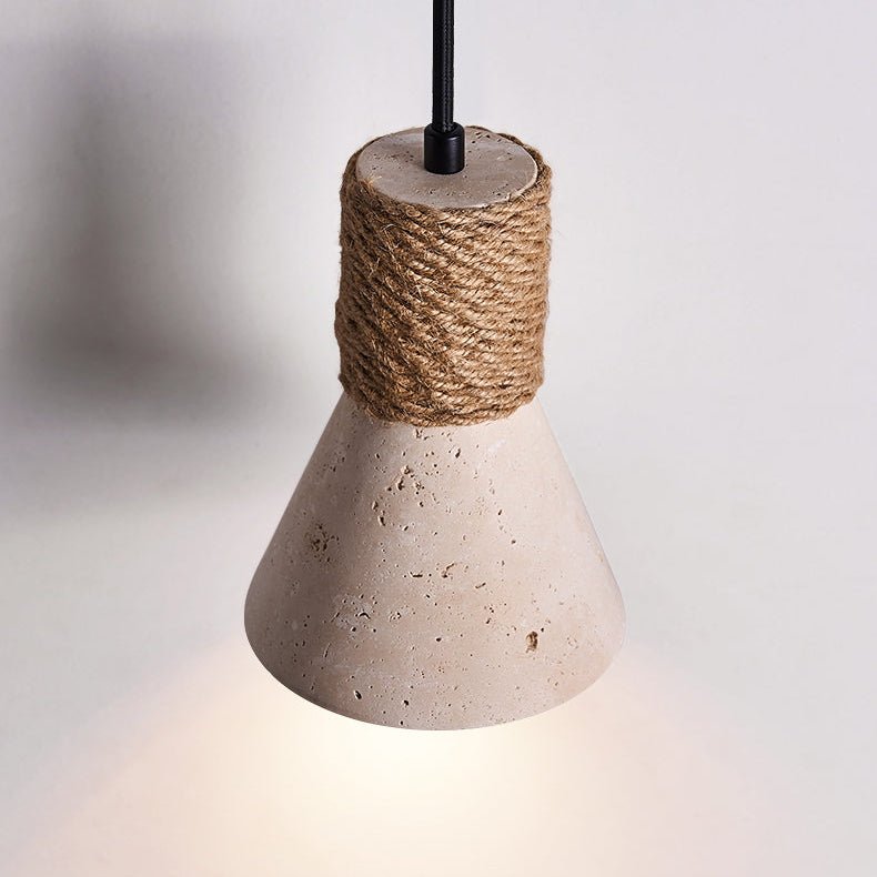 Litz lampada da parete vintage in Giallo con Corda e travertino