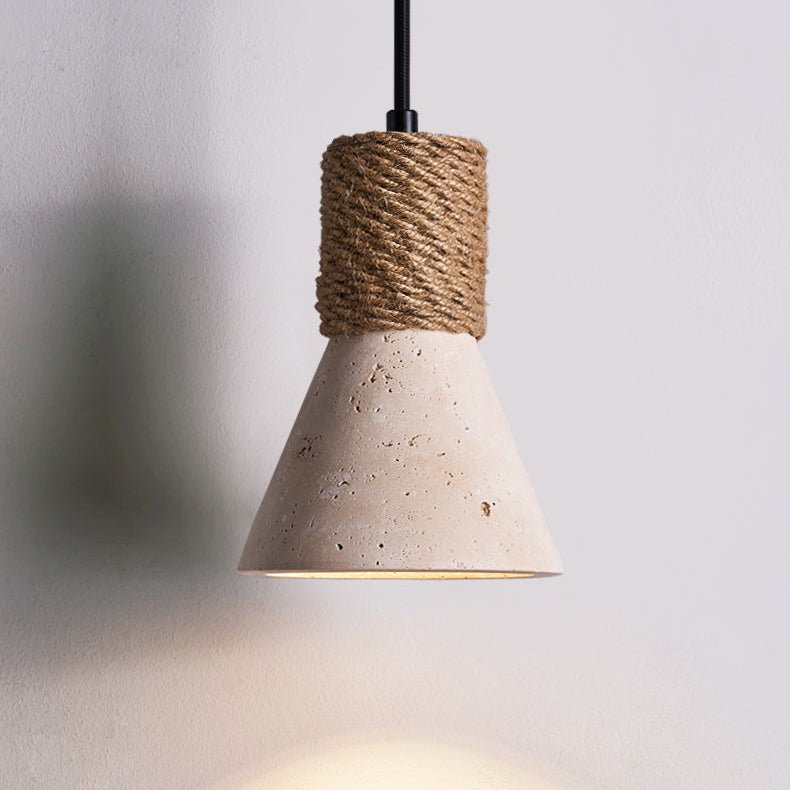 Litz lampada da parete vintage in Giallo con Corda e travertino