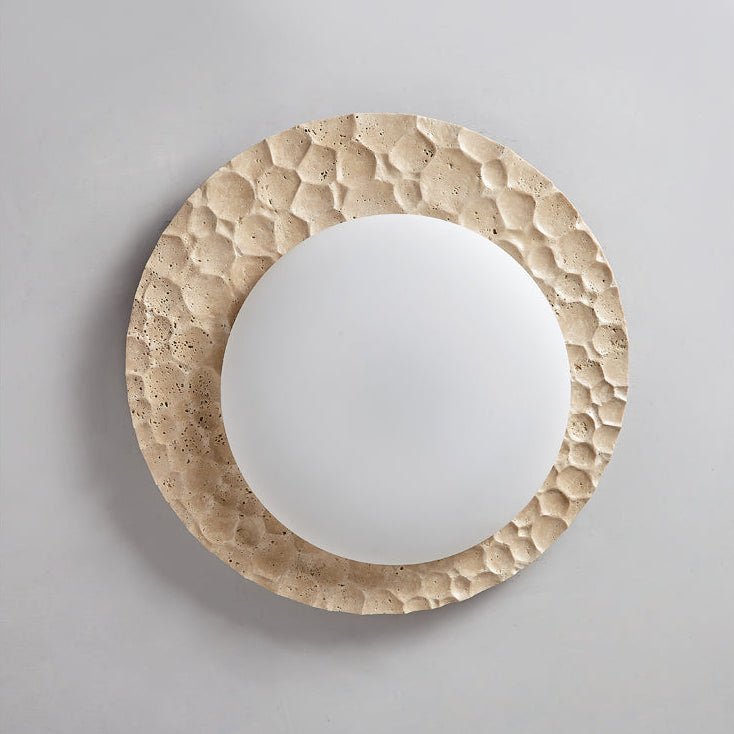 Lampada da soffitto in travertino giallo organico