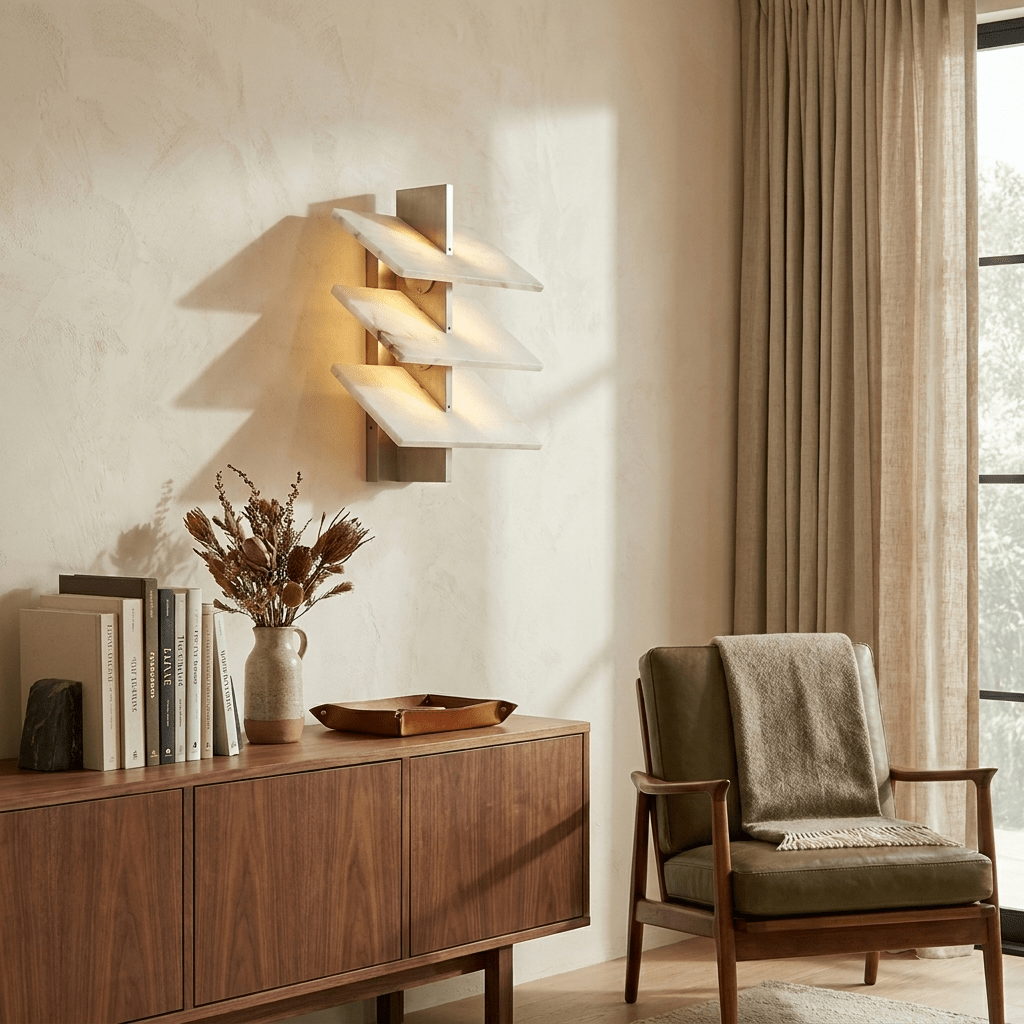 Tiered alabastro lampada da parete
