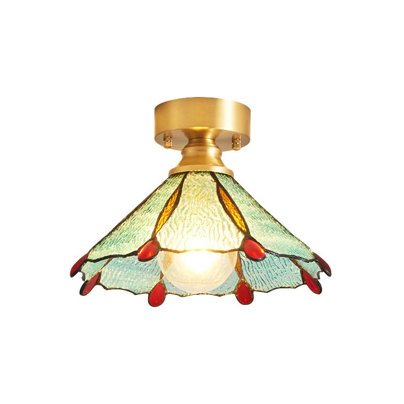 Revely plafoniera vintage floreale in vetro colorato