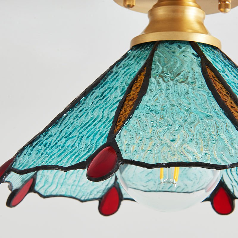 Revely plafoniera vintage floreale in vetro colorato