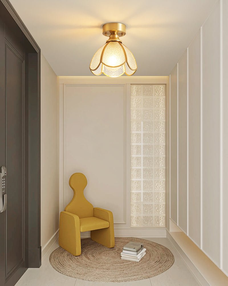 Revely plafoniera vintage floreale in vetro colorato
