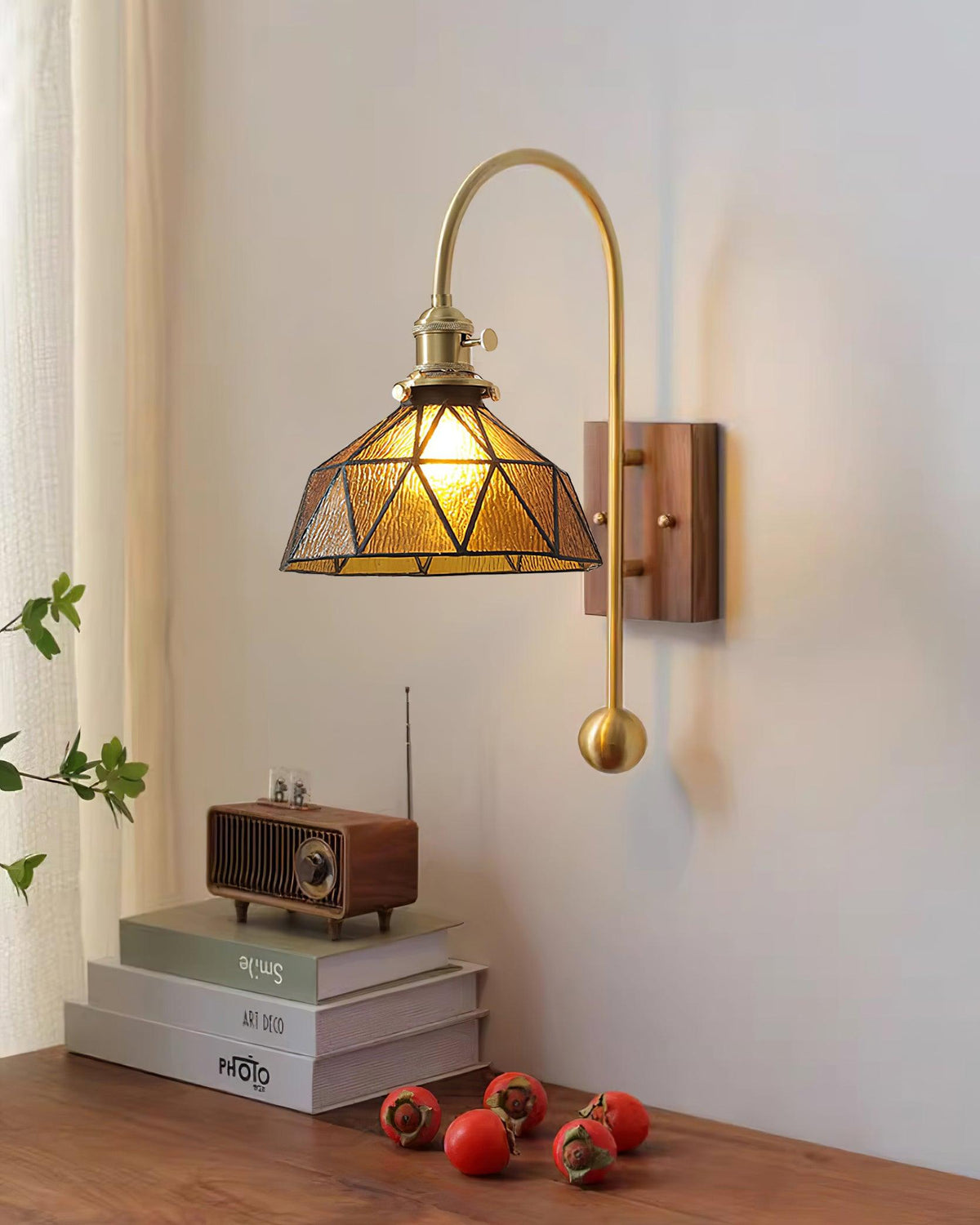 Vorelle lampada da parete vintage Stained Glass