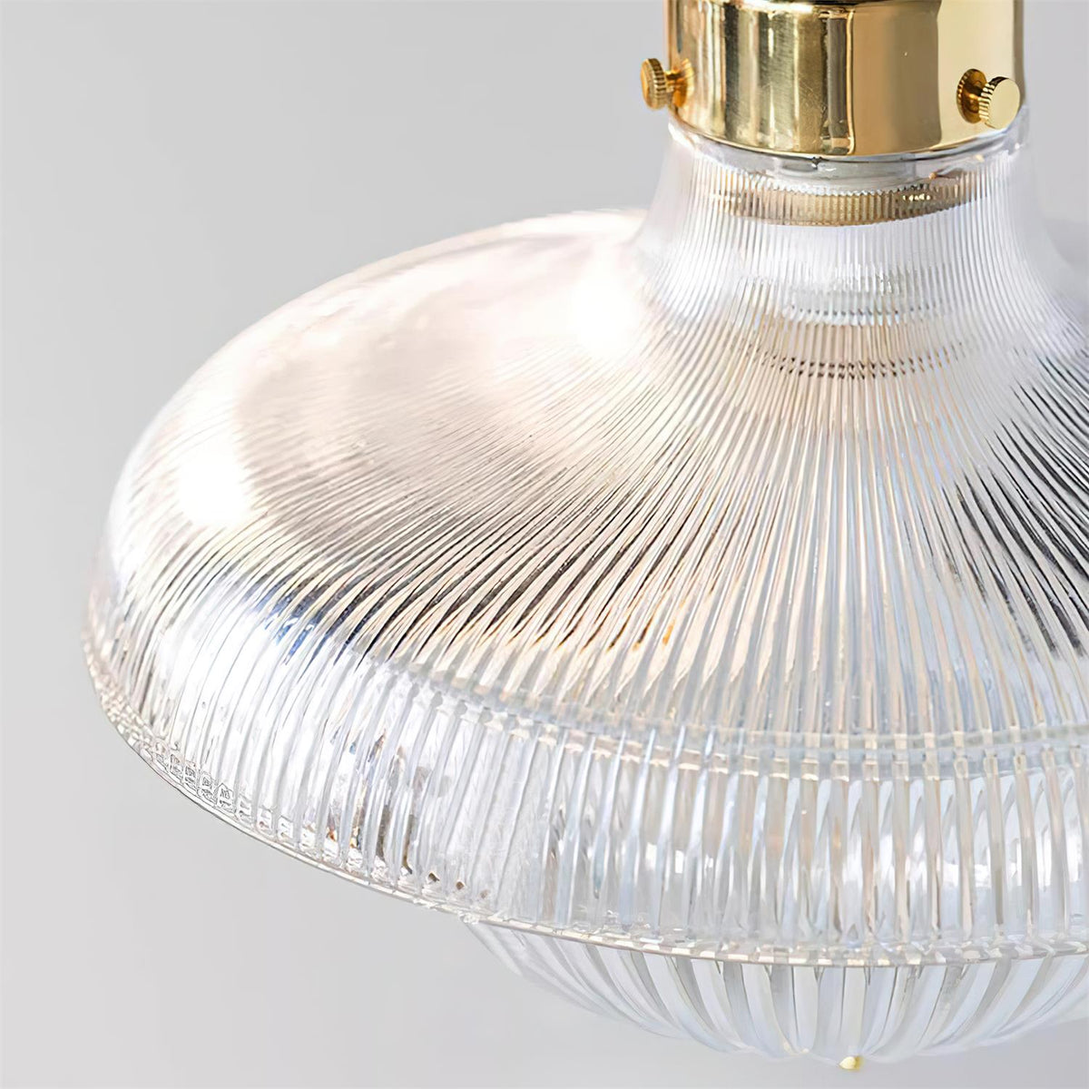 Norvela lampada a sospensione vetro Chiaro Striature ottone vintage