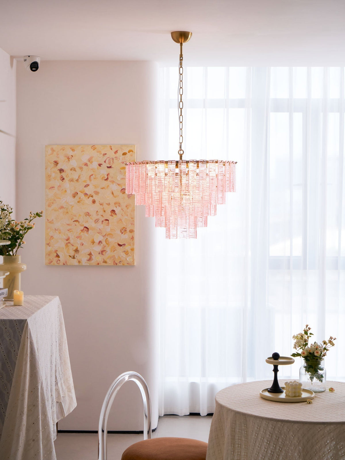Lioririan lampadario vetro Murano Rosa Stratificato vintage lusso