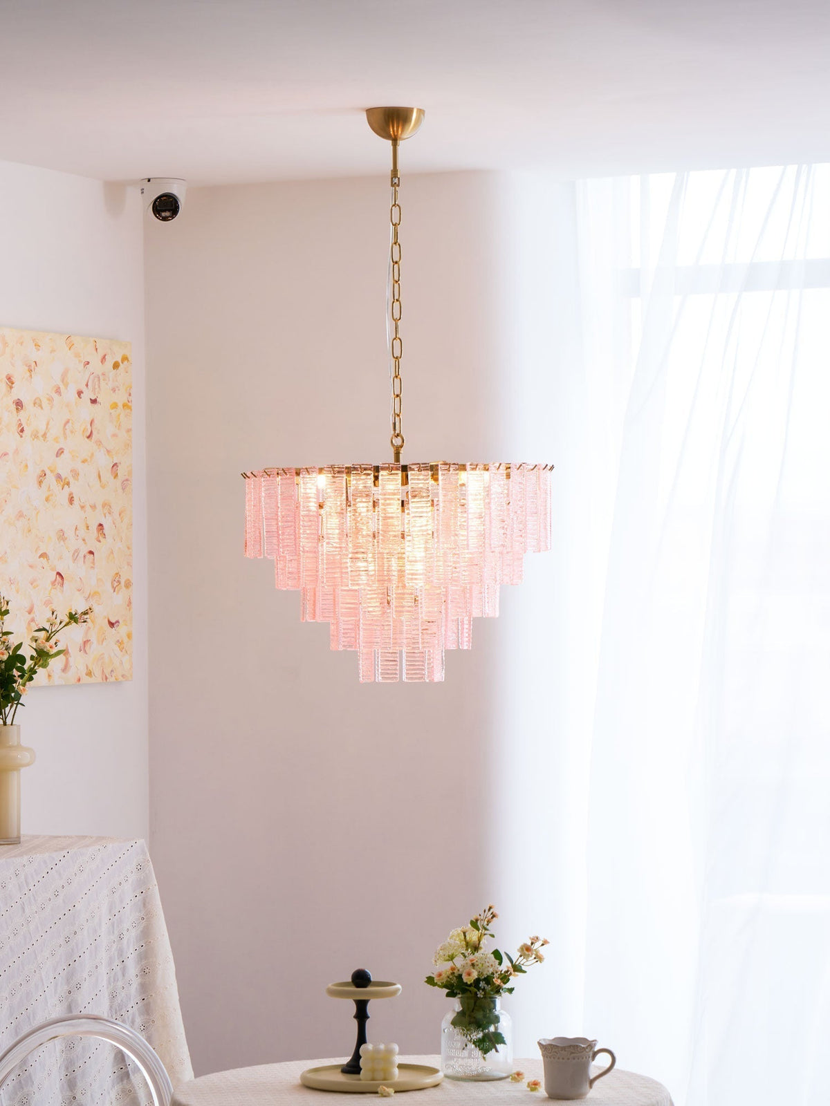 Lioririan lampadario vetro Murano Rosa Stratificato vintage lusso