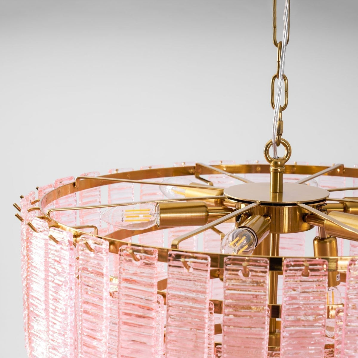 Lioririan lampadario vetro Murano Rosa Stratificato vintage lusso