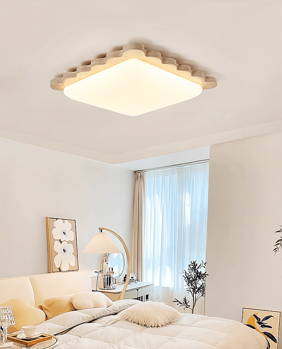 Crestwood lampada da soffitto in travertino giallo con bordo a festone