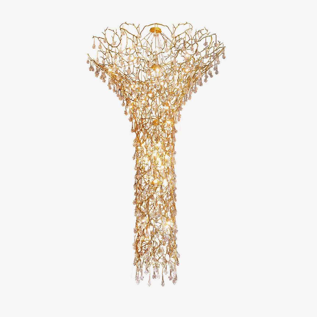 Abeleisa lampadario in ottone con Cristallo a Forma di Ramo d'Albero per scale