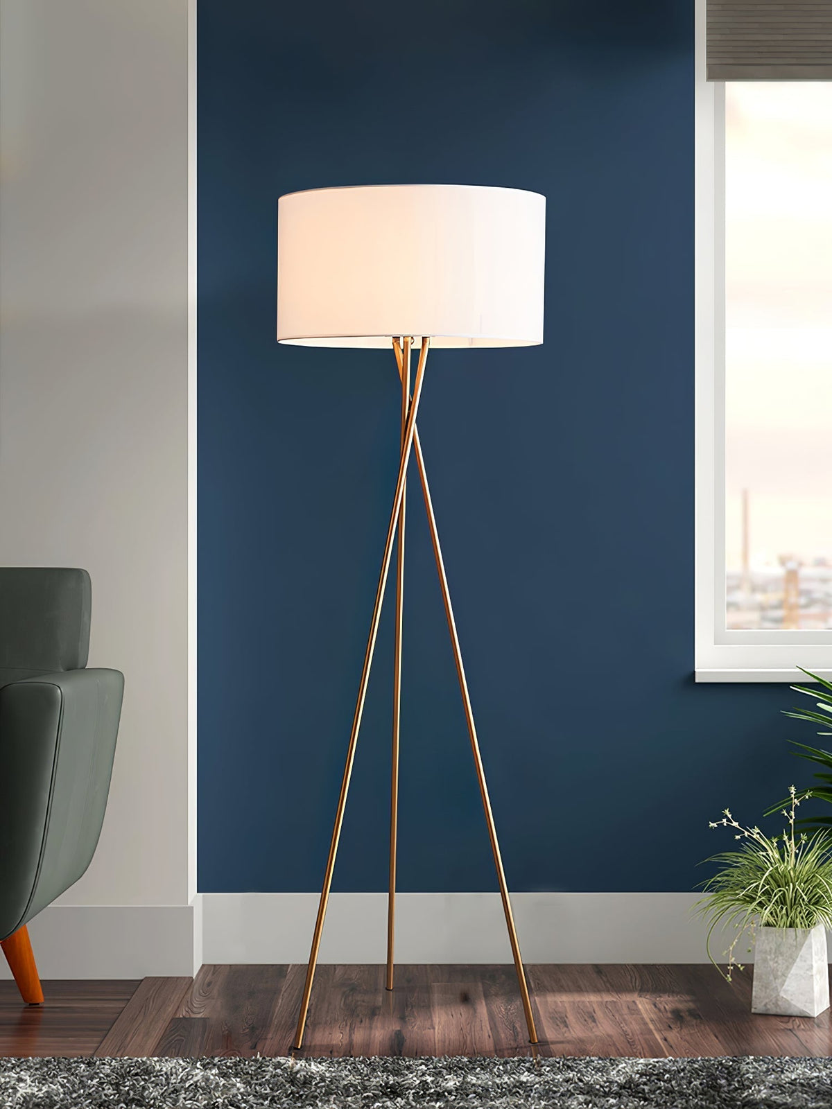 Zander lampada da terra minimalista in tessuto