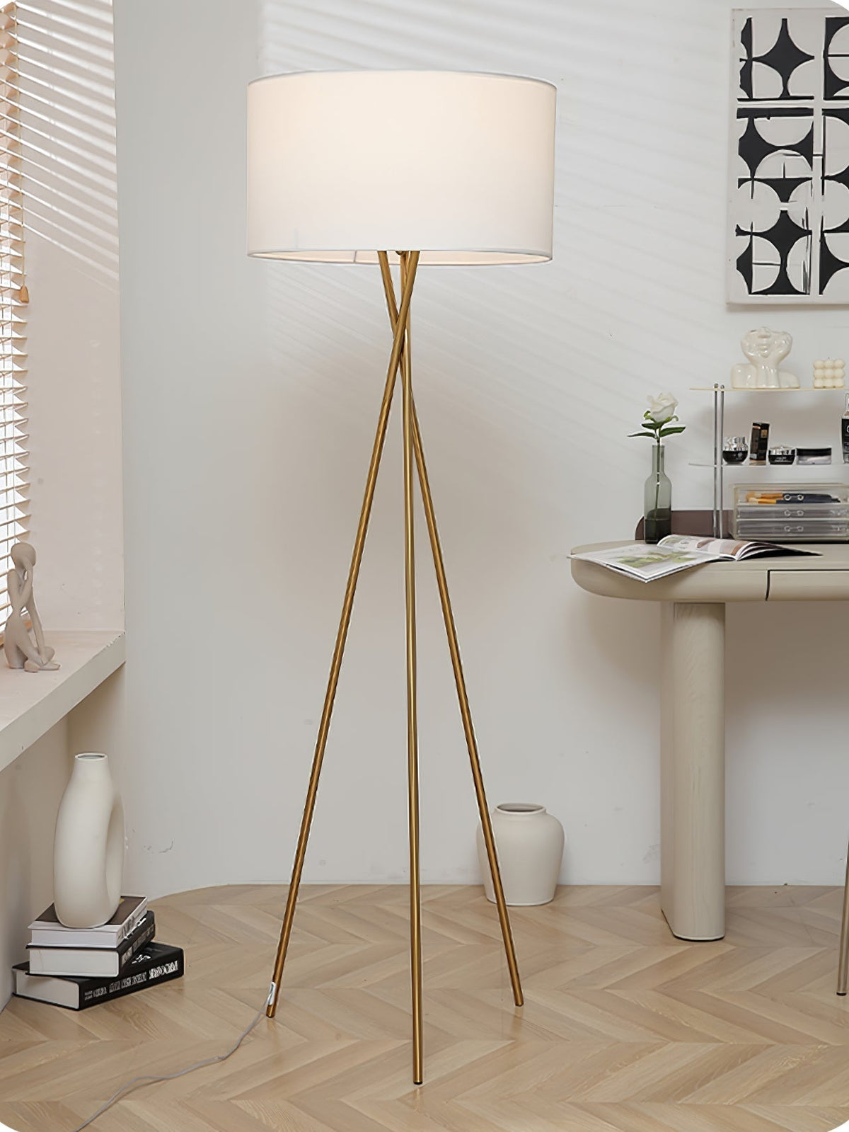 Zander lampada da terra minimalista in tessuto
