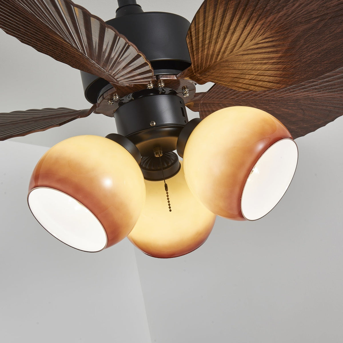 Rinaleria Ventilatore da soffitto con luce in legno vintage