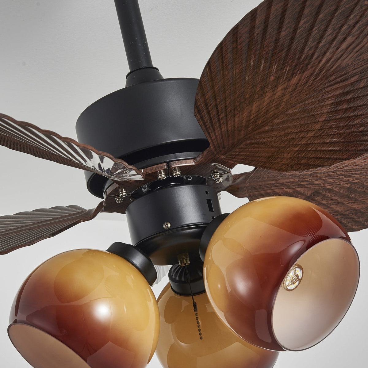 Rinaleria Ventilatore da soffitto con luce in legno vintage