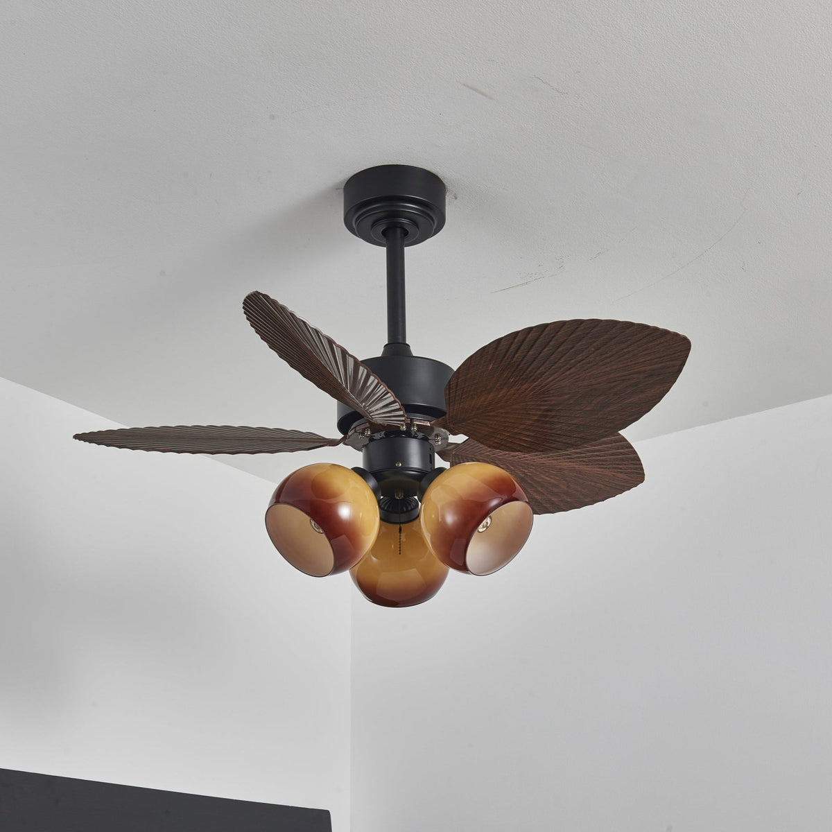 Rinaleria Ventilatore da soffitto con luce in legno vintage