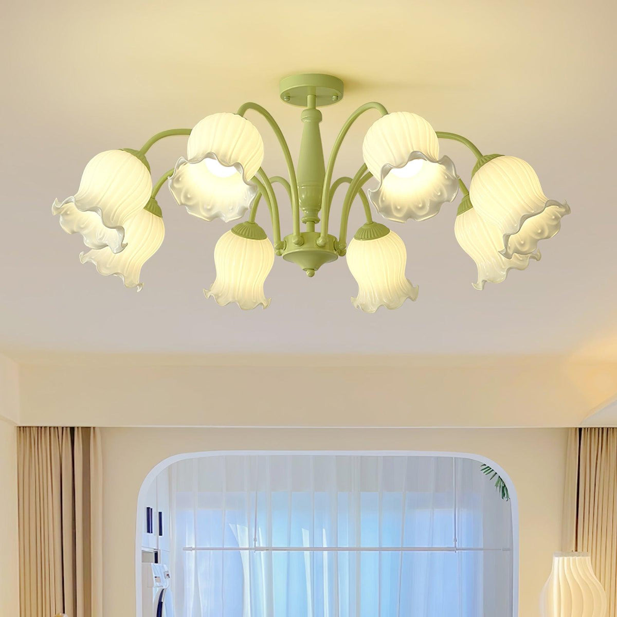 Ibis Trumpet lampadario petali di vetro Floreali Pastello