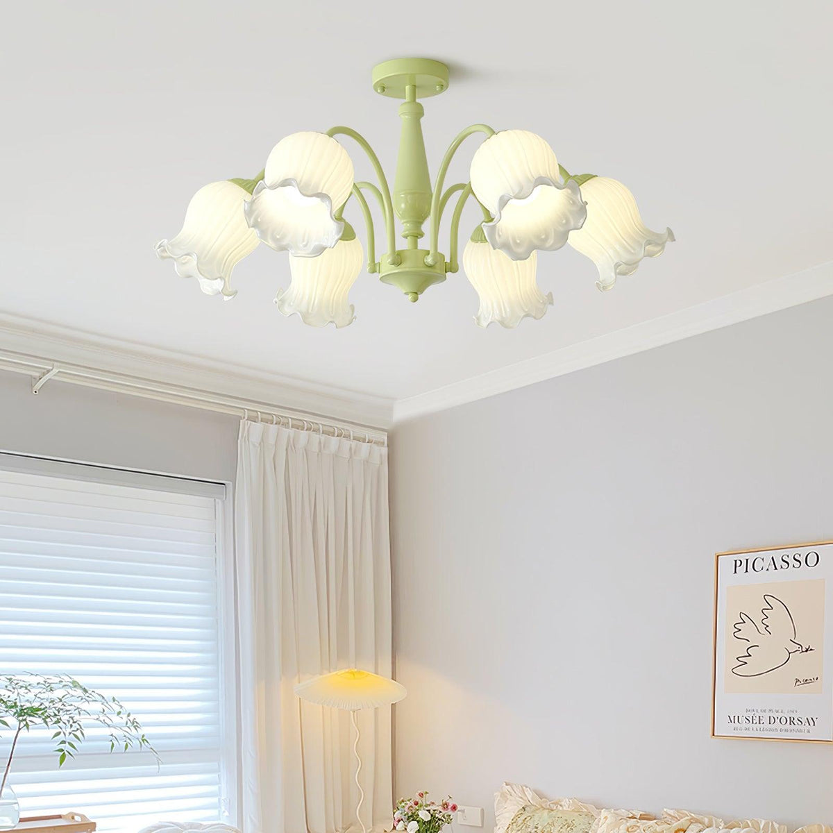 Ibis Trumpet lampadario petali di vetro Floreali Pastello