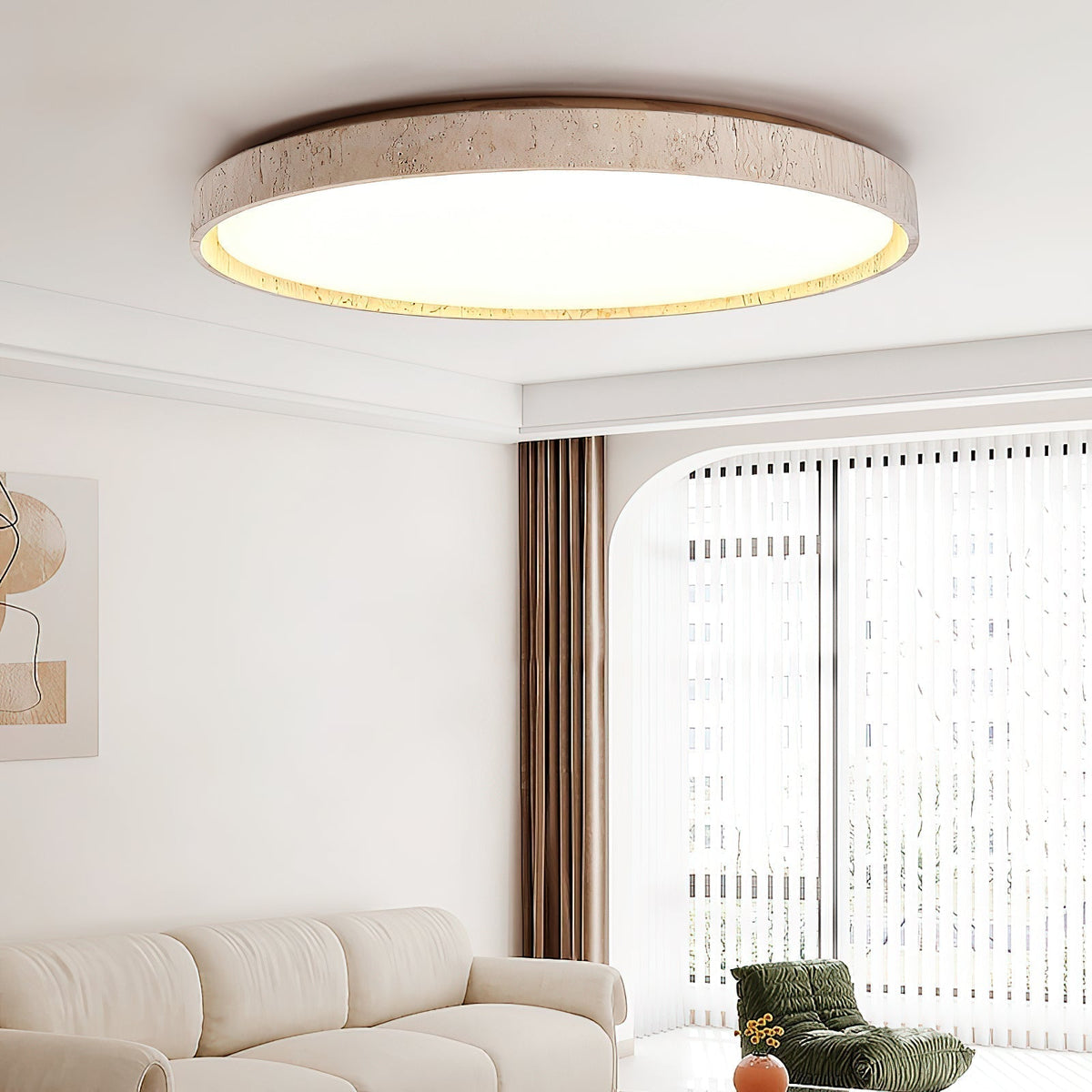 Symiror Lampada a Soffitto Plafoniera Travertino Minimalista Rotonda - Relic Pieces