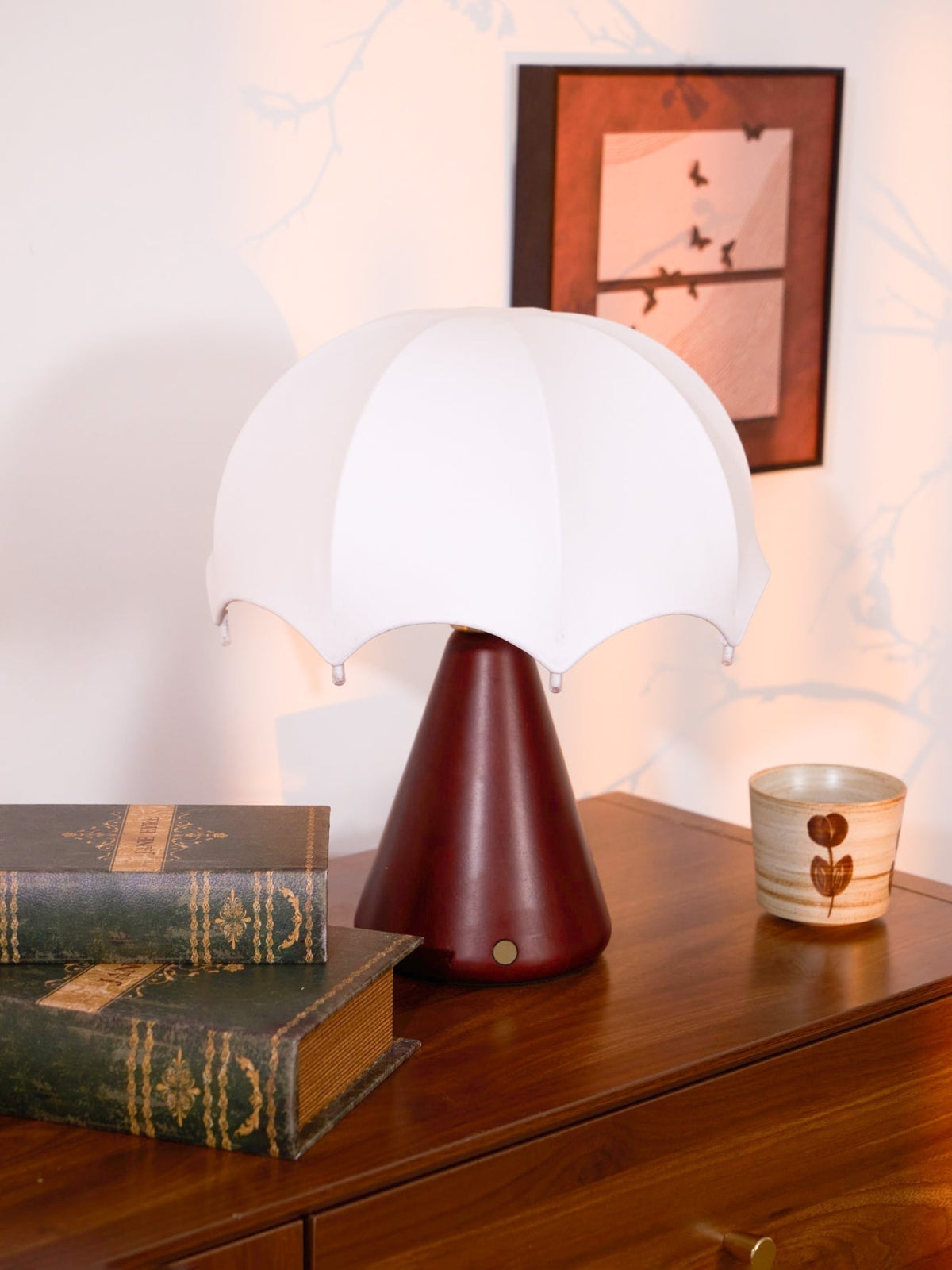 Parasol lampada da tavolo in legno