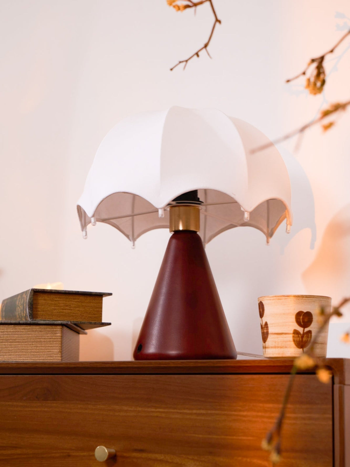Parasol lampada da tavolo in legno