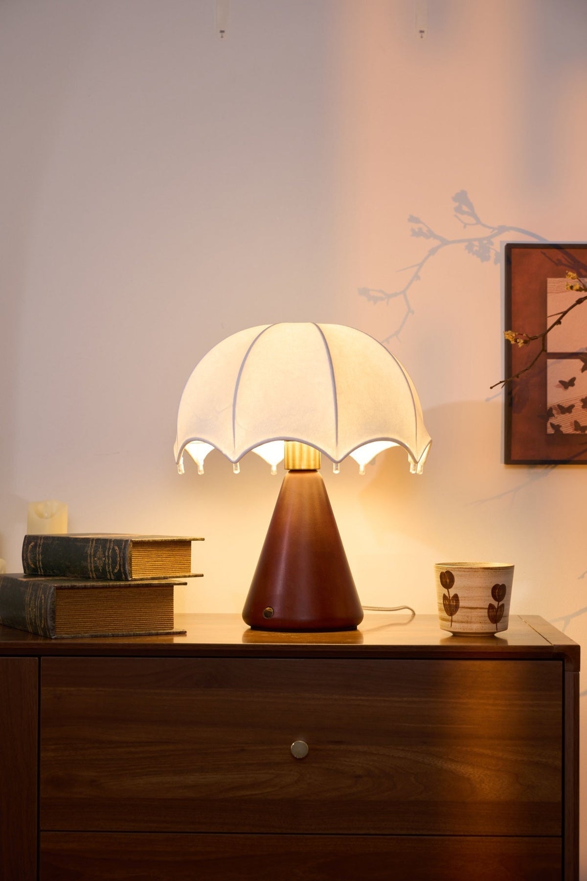 Parasol lampada da tavolo in legno