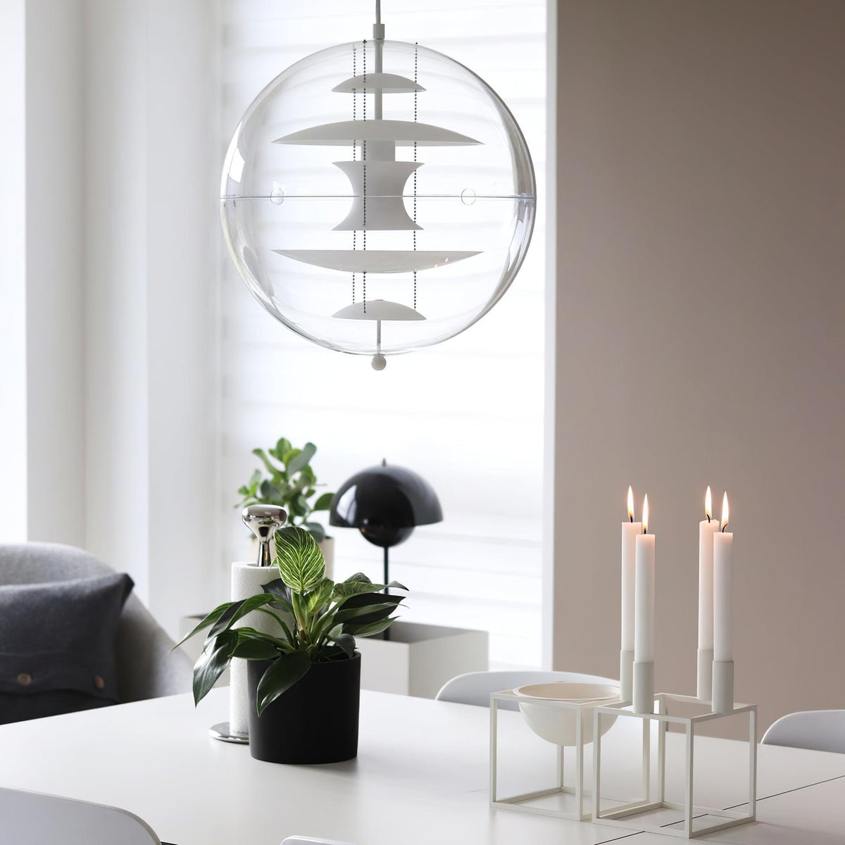 Lampada a sospensione Floating Geometric Layers Clear globo Futuristica moderna