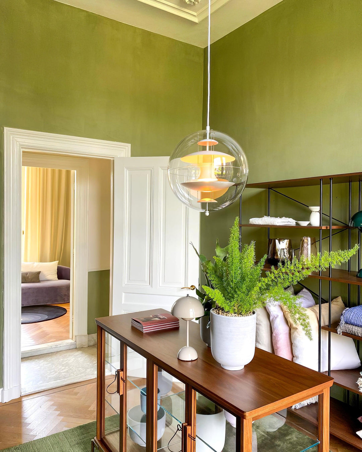 Lampada a sospensione Floating Geometric Layers Clear globo Futuristica moderna
