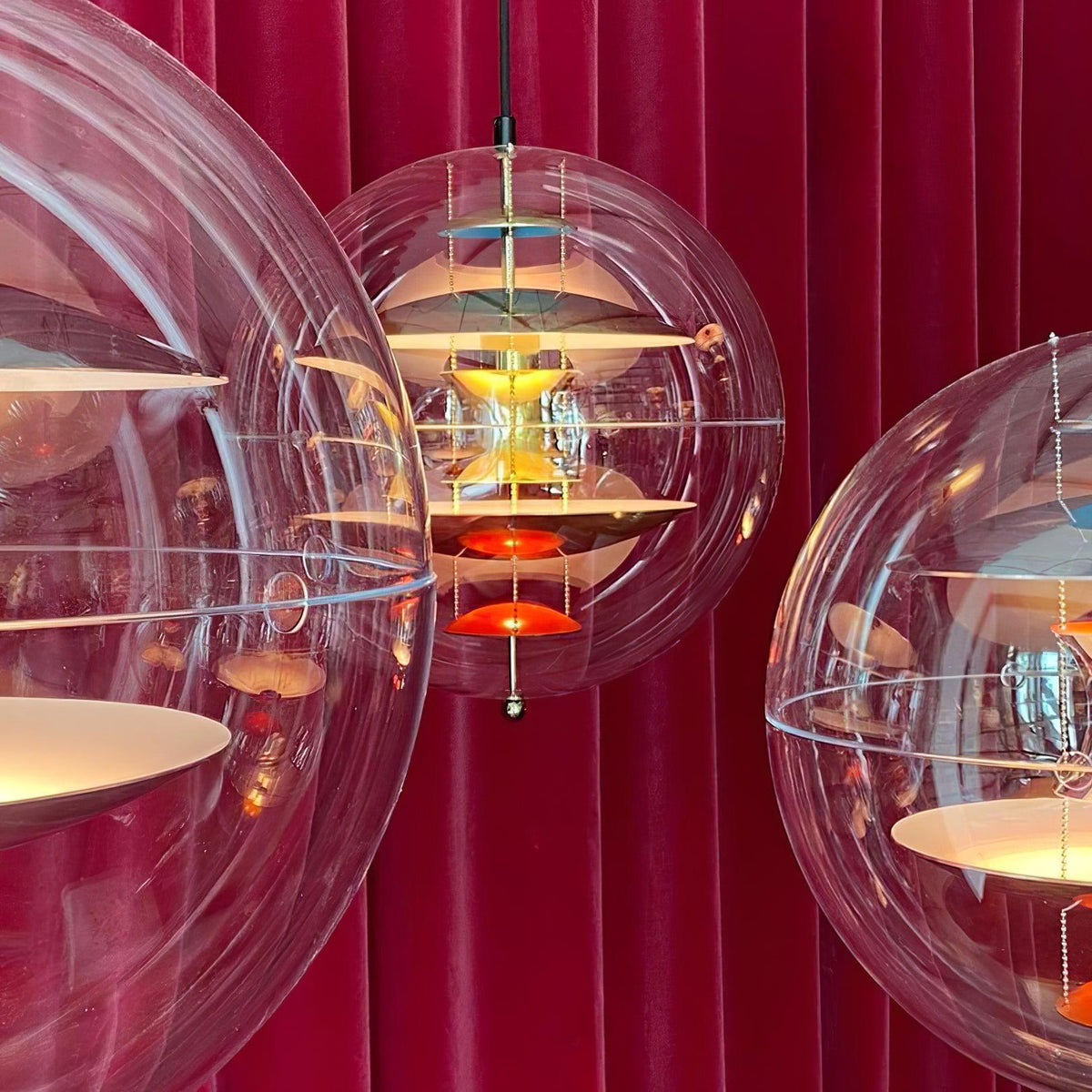 Lampada a sospensione Floating Geometric Layers Clear globo Futuristica moderna