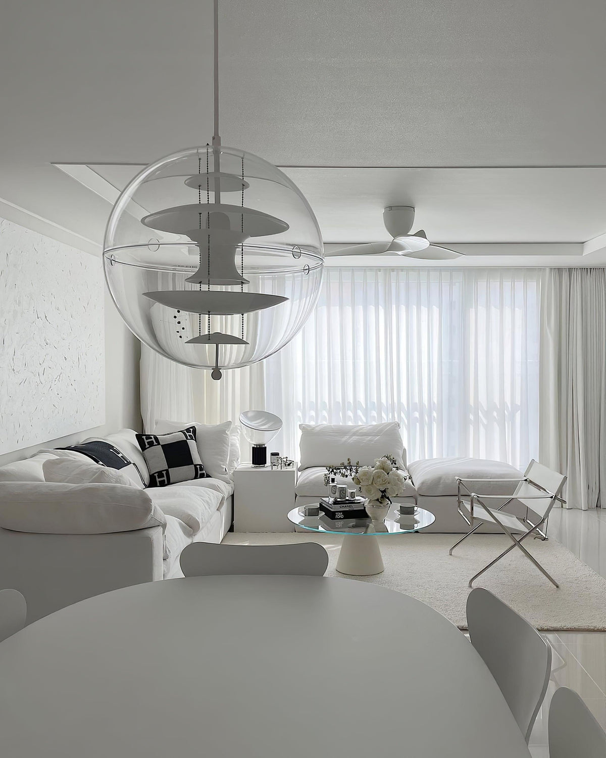 Lampada a sospensione Floating Geometric Layers Clear globo Futuristica moderna