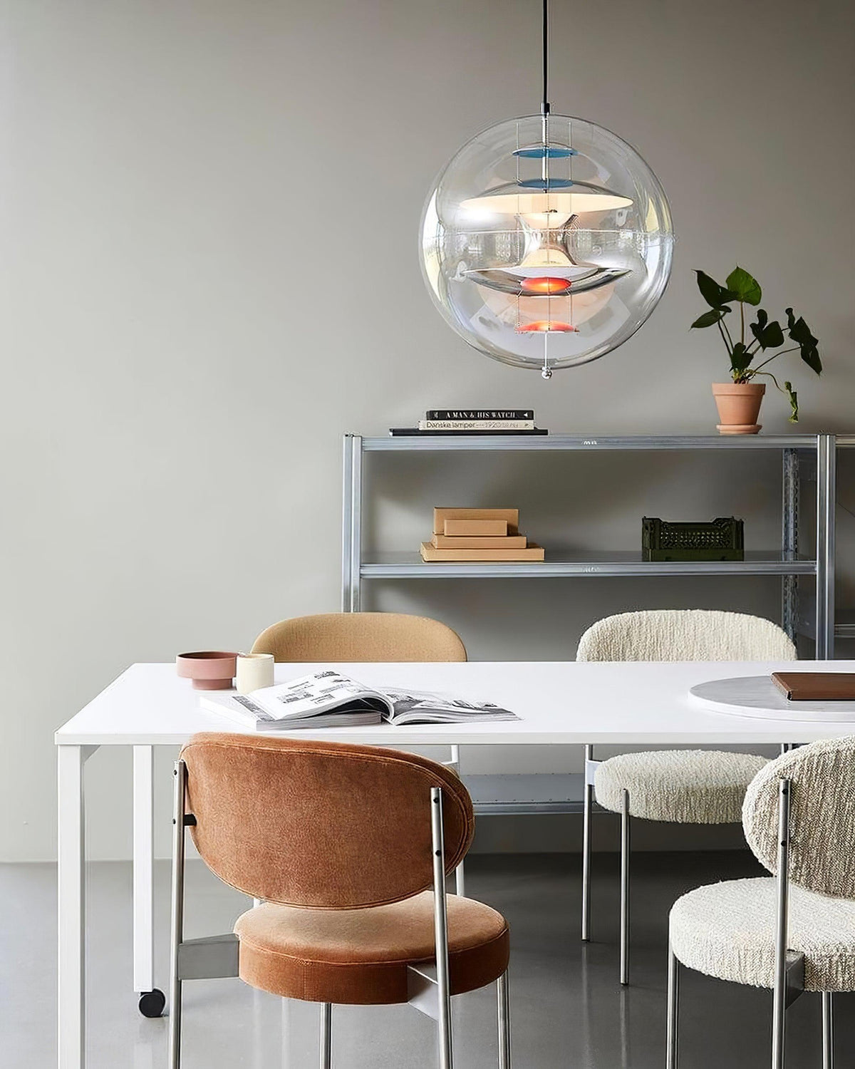 Lampada a sospensione Floating Geometric Layers Clear globo Futuristica moderna
