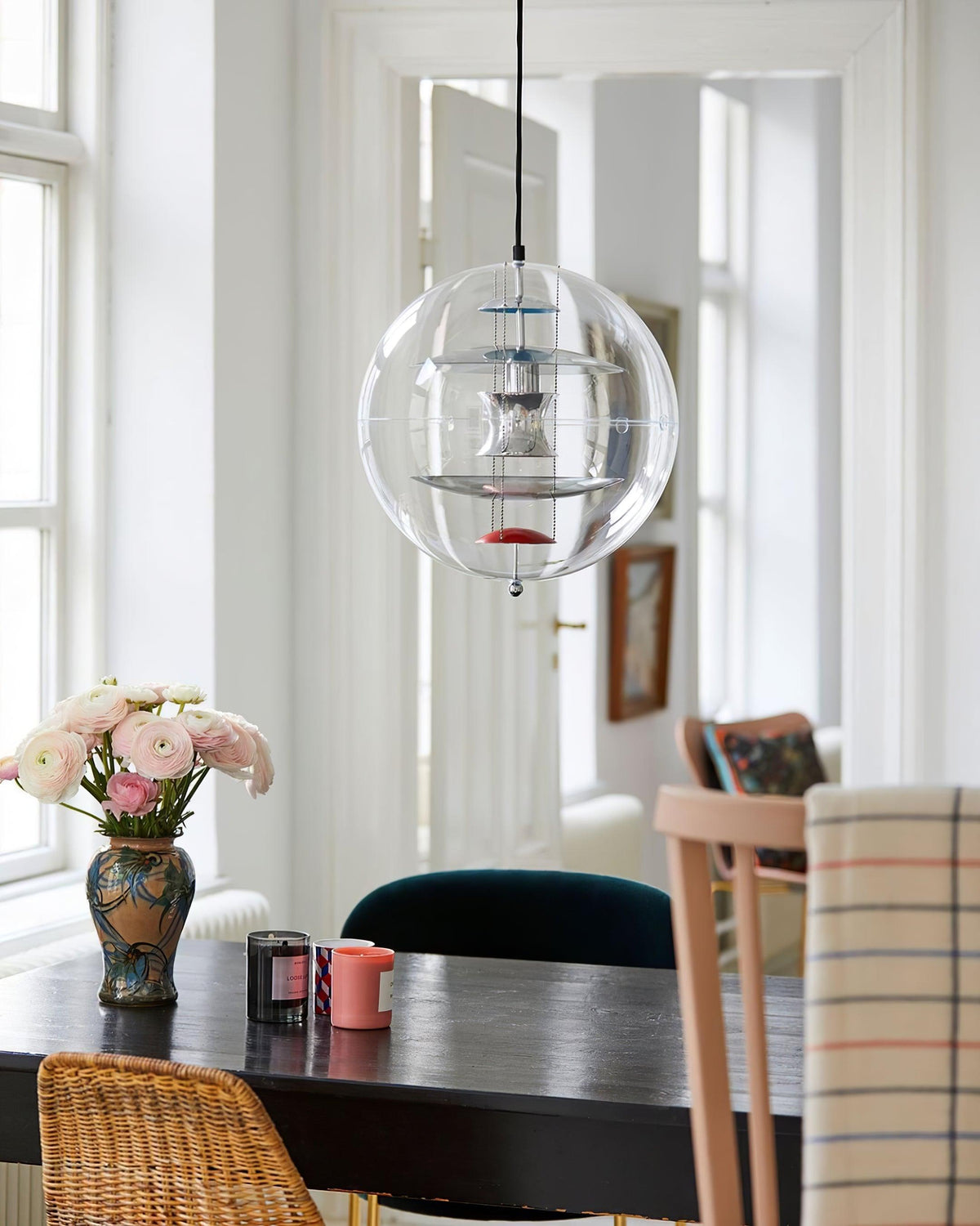Lampada a sospensione Floating Geometric Layers Clear globo Futuristica moderna